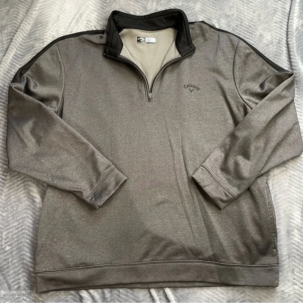 Mens Callaway Golf 1/4 Zip Fleece Pullover Sweatshirt Gray XXL‎